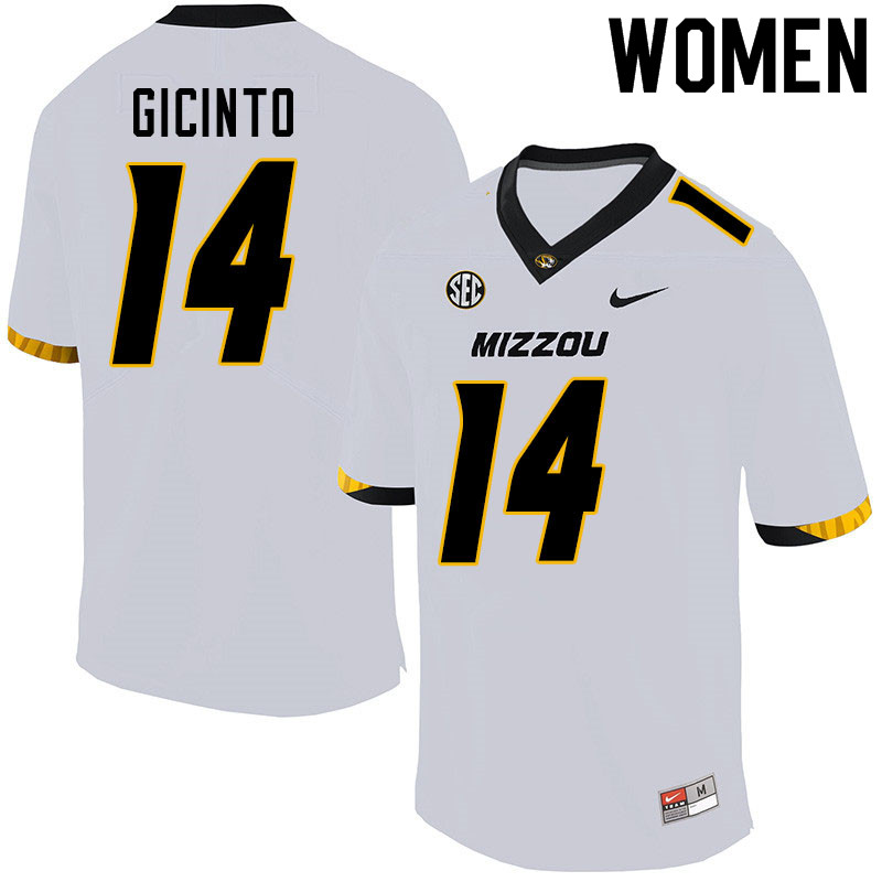 Women #14 Dominic Gicinto Missouri Tigers College Football Jerseys Sale-White - Click Image to Close